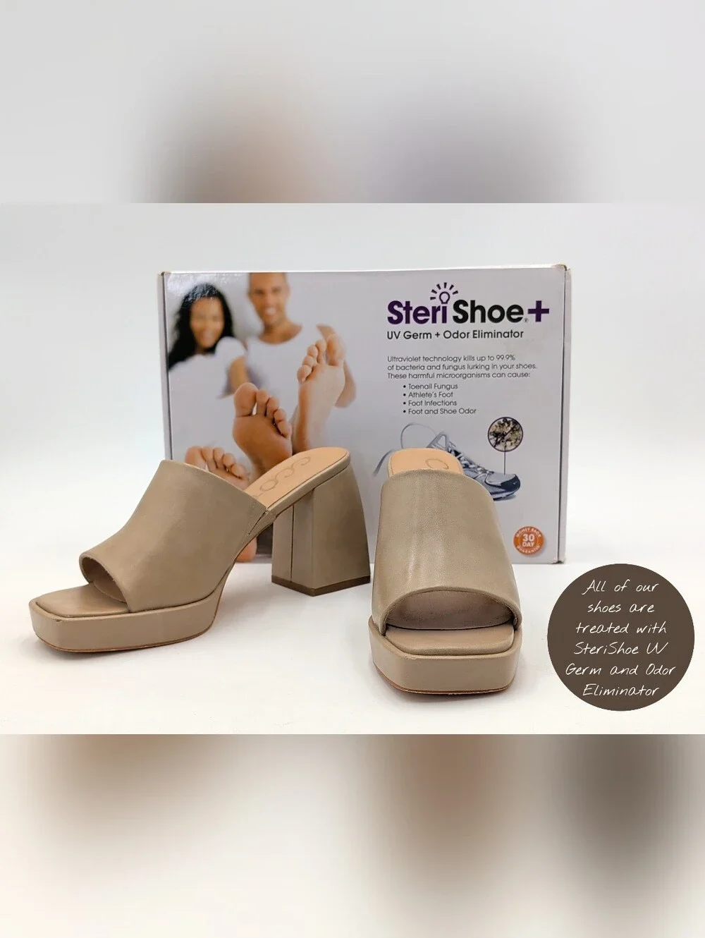 CCOCCI Sz 8.5 Doris Natural/Taupe Platform Heeled Sandals Y2K Block Heels